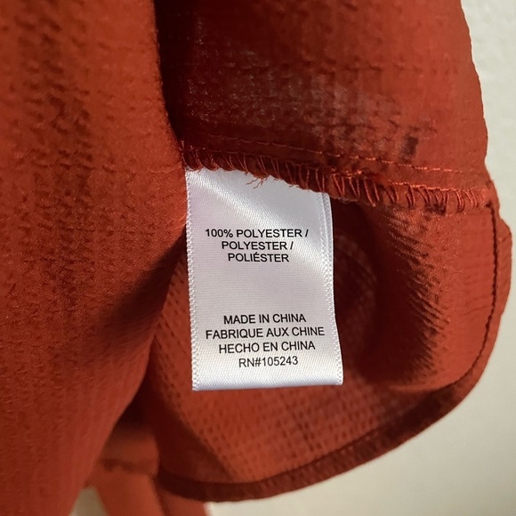 Bobeau Smocked Tie Back V-Neck Blouse XL Rust - Picture 6 of 8